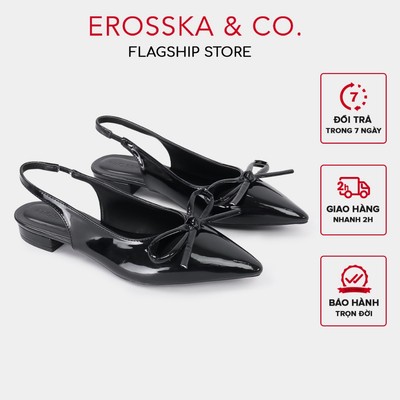 EROSSKA - Giày cao gót slingback mũi nhọn phối nơ kiểu dáng thanh lịch màu đen cao 2cm - EH059