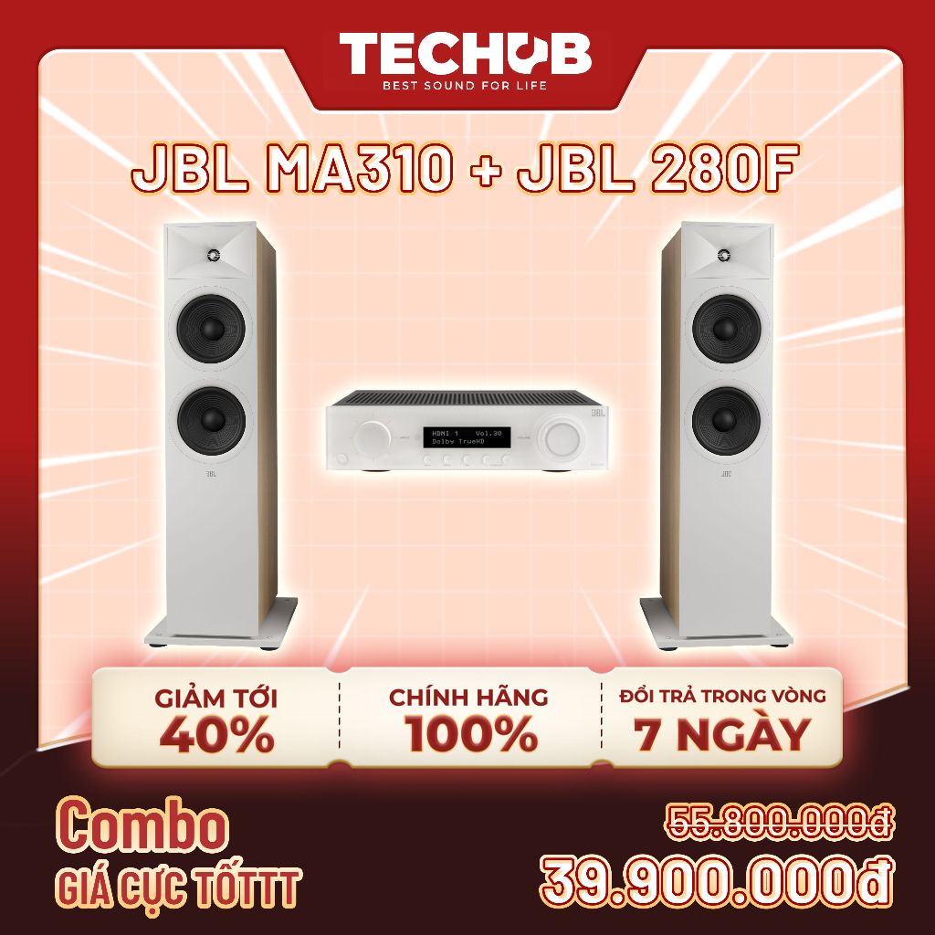 Combo Loa Cột JBL STAGE 280F và Amply JBL MA310 - Hàng phân phối chính hãng từ PGI