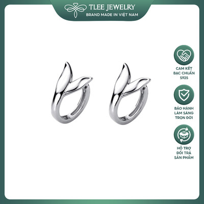 Khuyên tai bạc nữ TLEE, Bông tai tròn hình đuôi cá trơn cá tính TLEE JEWELRY B0495