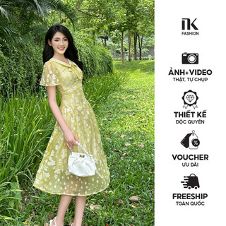 Đầm Hoa Nơ Cổ Tay Bồng NK Fashion Công Sở Nữ Trẻ Trung, Nữ Tính Vải Mềm Mịn NKDV2404005