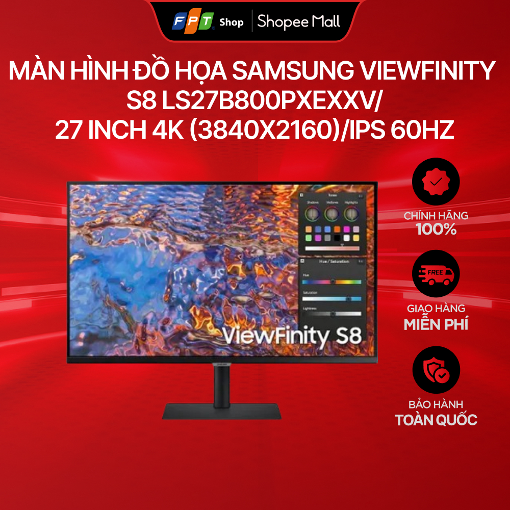 Màn hình đồ họa Samsung ViewFinity S8 LS27B800PXEXXV/27 inch 4K (3840x2160)/IPS 60Hz