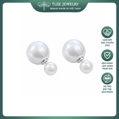 Khuyên tai bạc nữ TLEE dáng ngọc trai nhân tạo TLEE JEWELRY B0186