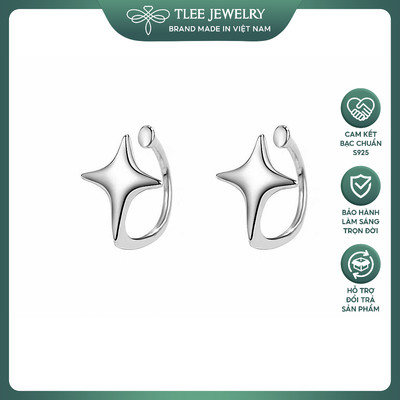 Khuyên tai bạc nữ TLEE sao kẹp basic xinh xắn TLEE JEWELRY B0393