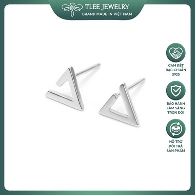 Khuyên tai bạc nữ Tlee basic tai tam giác mở basic cá tính TLEE JEWELRY B0140