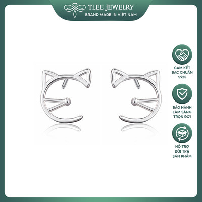 Khuyên tai bạc Tlee bông tai mặt mèo ngộ nghĩnh TLEE JEWELRY B0167