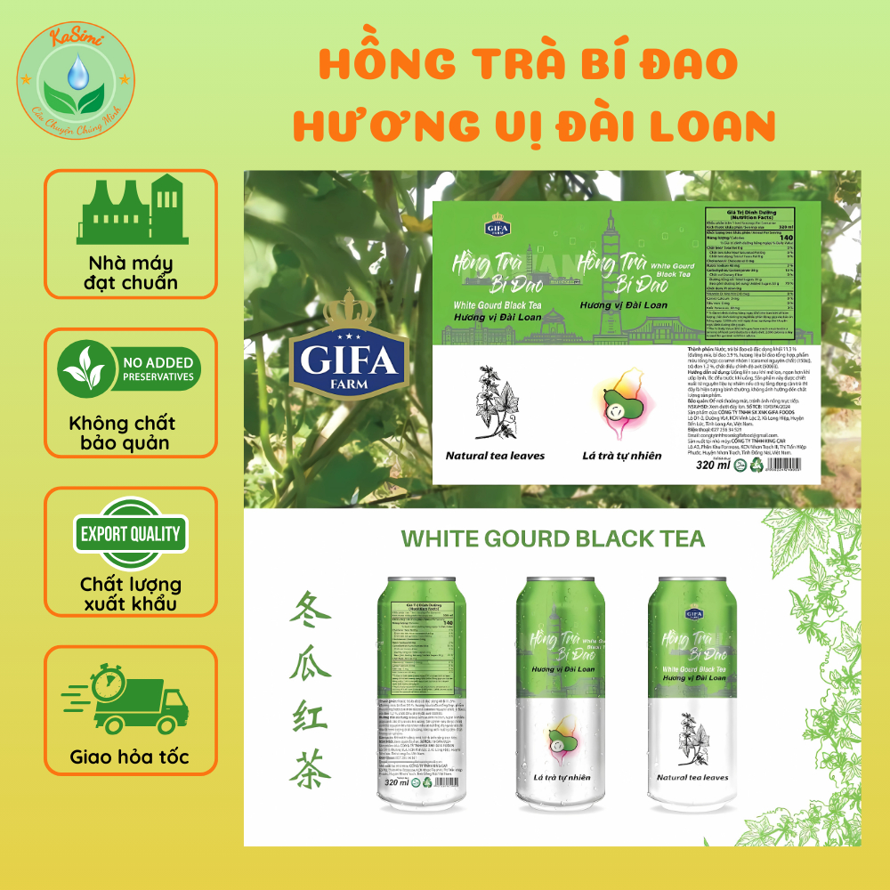 Hồng Trà Bí Đao Hương Vị Đài Loan, Loại 1 Lon Dùng Thử, Vị Ngon Đậm Đà Tuyệt Vời Nhiều Người Thích