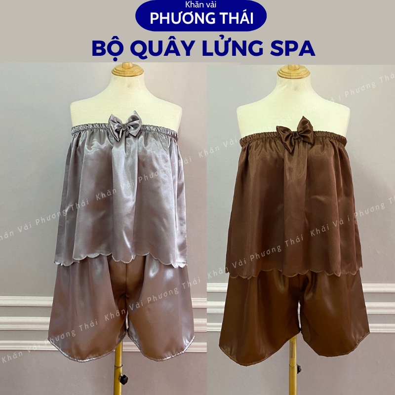 Bộ áo quây lửng spa, bộ quây massage vải lụa cao cấp loại 1 (loại không cúc lưng)
