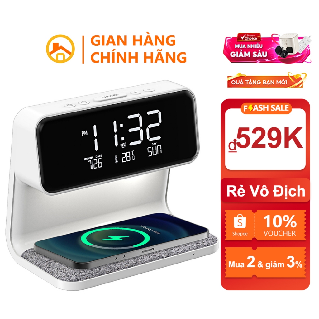 Đèn Ngủ Không Dây A26 - Sạc Không Dây Tiện Lợi, Điều Chỉnh Ánh Sáng, Pin 5000mAh