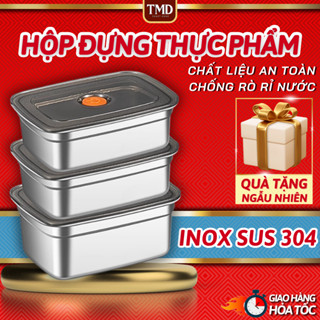  Hộp đựng thực phẩm bằng inox khay đựng đồ để tủ lạnh ngăn mùi có nắp đậy dễ dàng bảo quản tiện dụng 