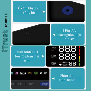 Máy đo huyết áp bắp tay ITrust BP113 màn hình led lớn, giọng nói tiếng việt, bảo hành chính hãng 3 năm