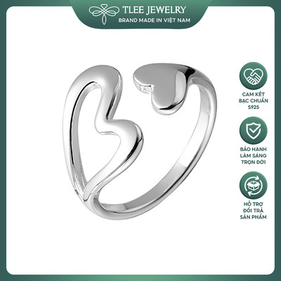 Nhẫn bạc TLEE mẫu tim kép cách điệu cá tính TLEE JEWELRY