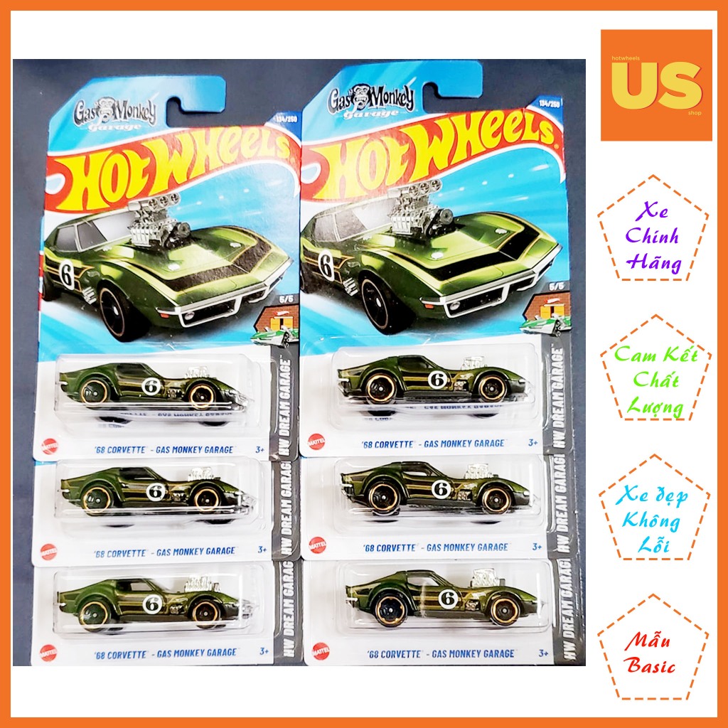 Xe Mô Hình Hot Wheels 68 Corvette Gas Monkey Garage Chính Hãng