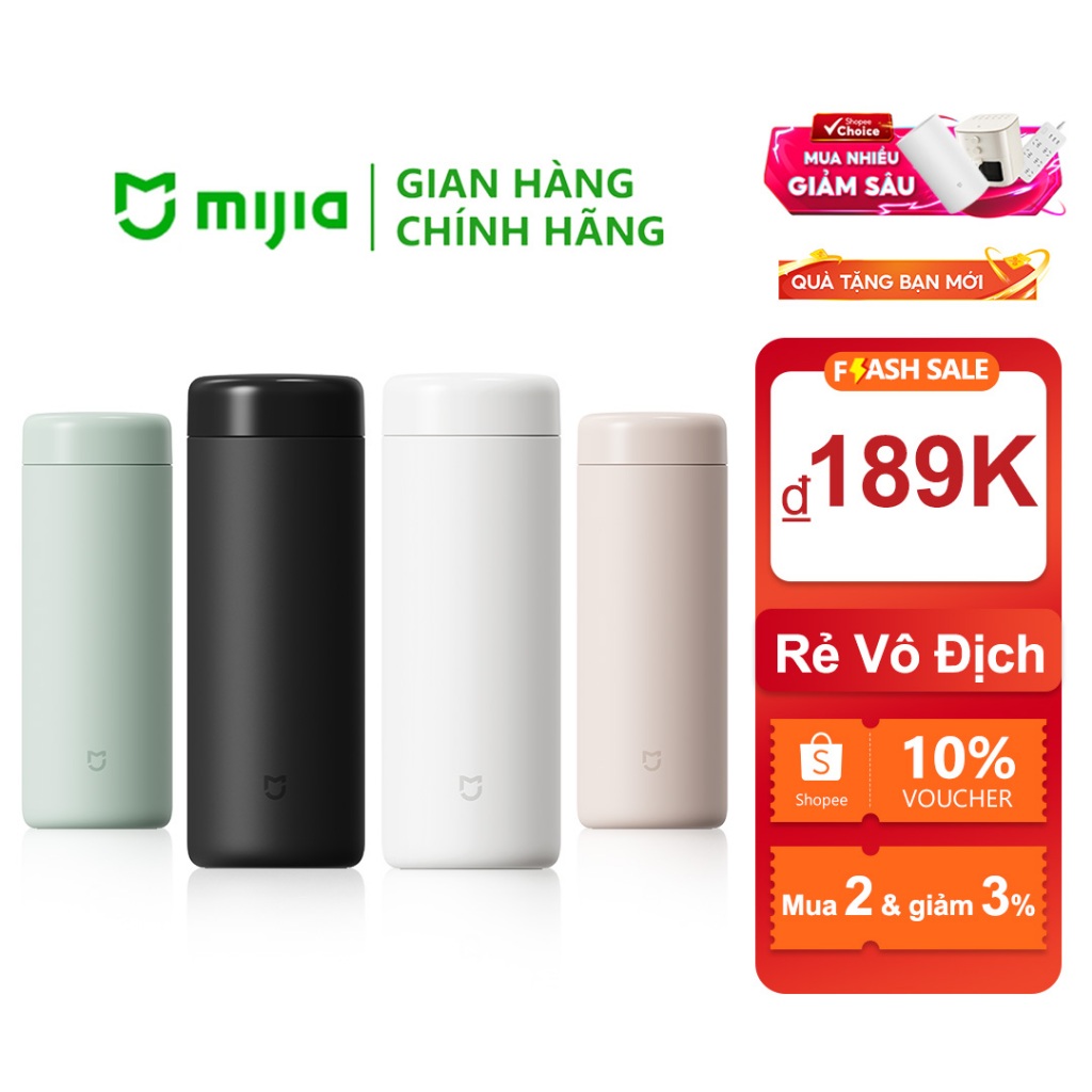 Cốc Giữ Nhiệt Xiaomi MIJIA - Dung Tích 350ml, Thời Gian Giữ Nhiệt 12h, Thiết Kế Nhỏ Gọn, Phù Hợp Đi 