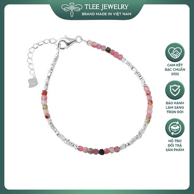 Lắc tay bạc nữ TLEE, vòng tay hạt vỡ mix hạt đá tuamaline lấp lánh TLEE JEWELRY LT0307