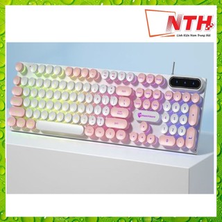  Bàn phím máy tính gaming giả cơ PANTSAN PK100 có dây nút tròn Led cực đẹp - Trắng hồng 