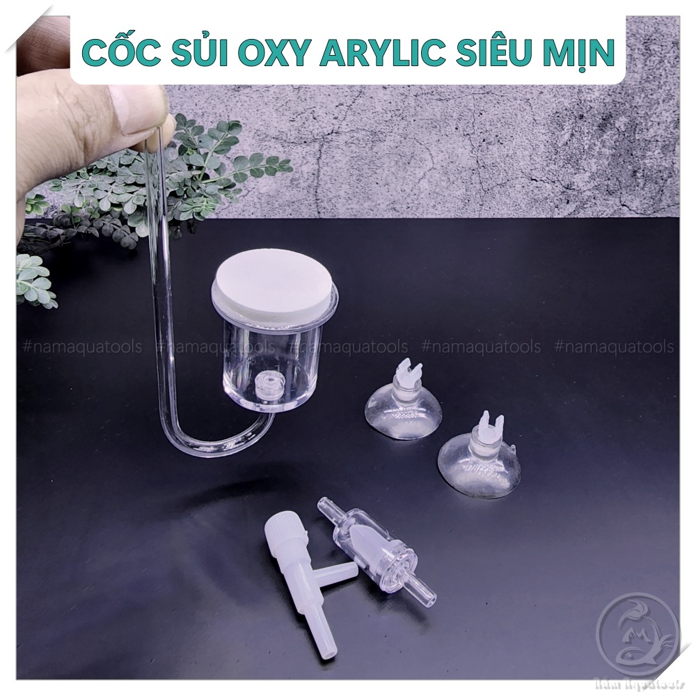 Cốc Sủi Oxy | Đầu Sủi Oxy Acrylic Trong Suốt - Siêu Mịn | Đầu Sủi Tạo Oxy Cho Hồ Cá Cảnh Thuỷ Sinh