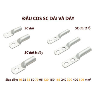 Đầu Cos đồng dài các loại từ phi 16 phi 25 phi 35 phi 50 phi 70 phi 95...300