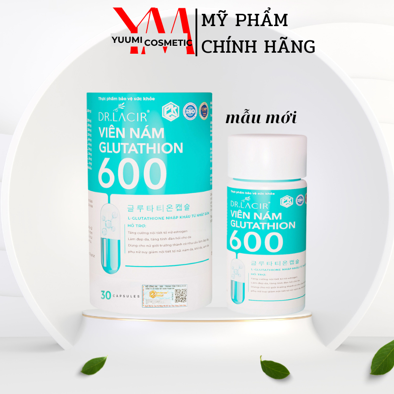 Viên uống GLUTATHIONE 600mg Viên uống trắng da giảm nám mờ nhăn chống lão hoá chính hãng