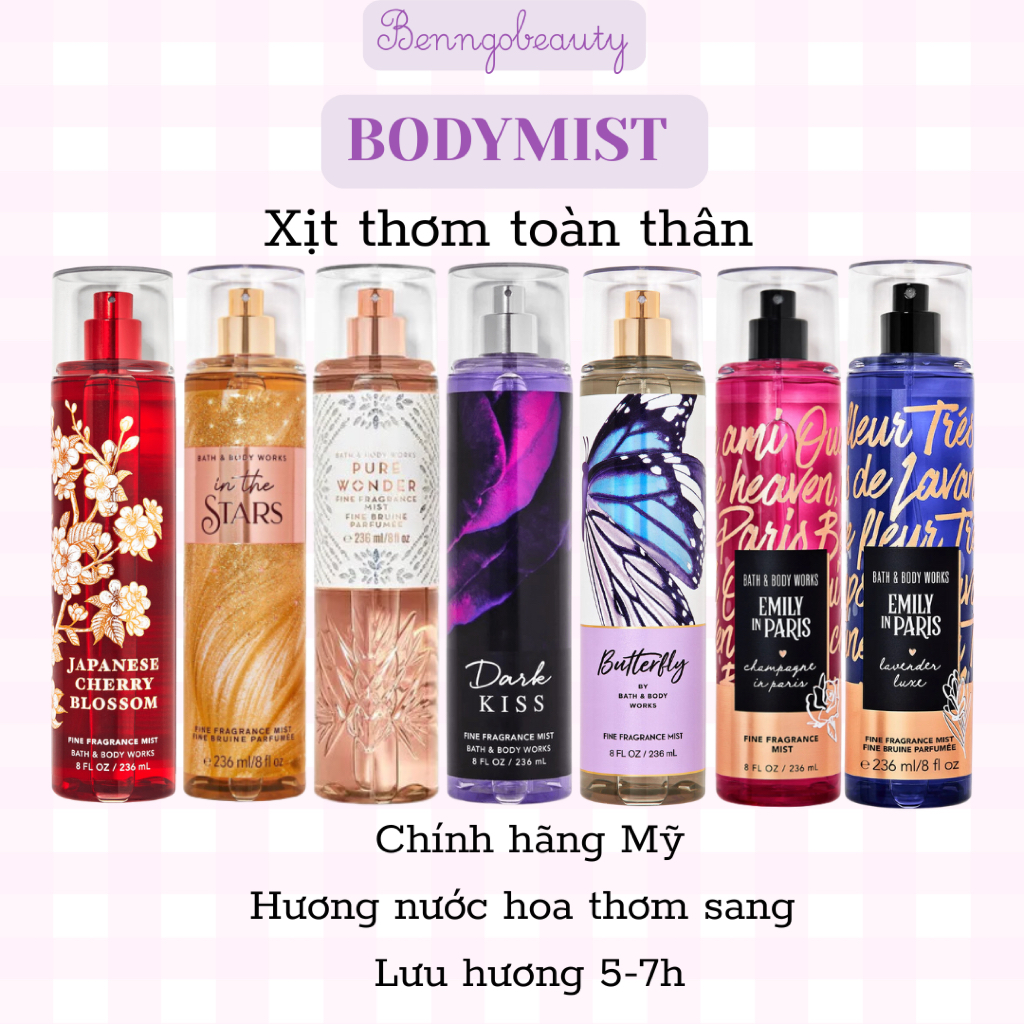 [NHIỀU MÙI] Xịt thơm toàn thân fullsize 236ml - BODYMIST FULLSIZE 236ML BBW