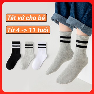  Tất vớ trơn cao cổ cho bé trai bé gái từ 4 - 11 tuổi. Vớ gân trơn chất liệu cotton mềm mịn thoáng khí- Bubi Student 