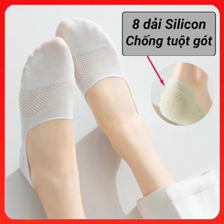  Tất vớ lười nữ cổ ngắn. Vớ nữ công sở cao cấp có lưới thở 93% cotton 8 dải silicon chống tuột gót - Bubi Delicate 