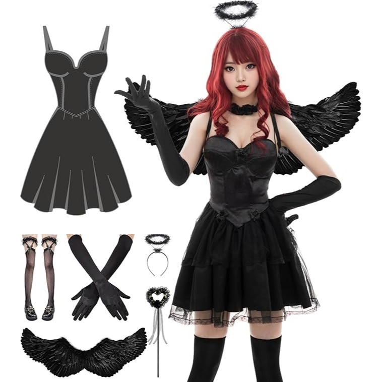 BBCOSPLAY - [Có Sẵn] Trang Phục Ác Quỷ Cánh Đen Halloween - 16238