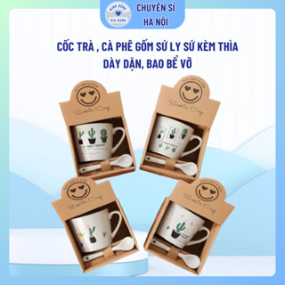 Cốc trà , cà phê gốm sứ ly sứ (Kèm hộp+thìa)  NHIỀU MẪU đa dạng KÈM THÌA pha trà pha cafe
