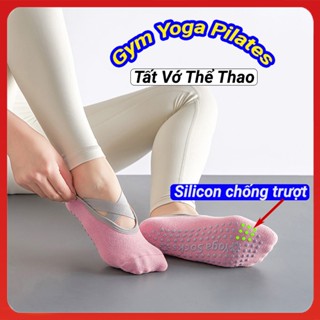 Tất vớ nữ tập Yoga Pilates Gym. Vớ nữ cổ ngắn thể thao thấm hút mồ hôi gắn hạt silicon chống trơn trượt - Yoga Lười