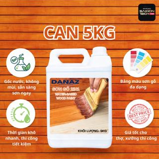 [CAN 5KG] Sơn Gỗ 2in1 Gốc Acrylic Trang Trí, Phủ Bóng Gỗ Màu Cánh Gián, Walnut...Hoàn Thiện Gỗ, Chống Mốc, Chống Nước