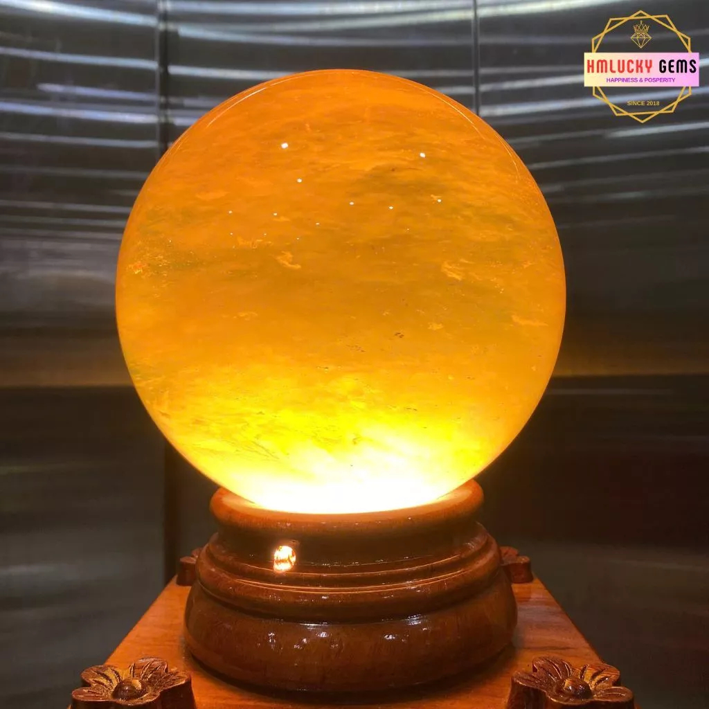 Quả Cầu Phong Thủy Đá Núi Lửa Obsidian Vàng, Bi Cầu Đá Obsidian Vàng, Nhiều Kích Cỡ(Tặng Kèm Đế Gỗ)