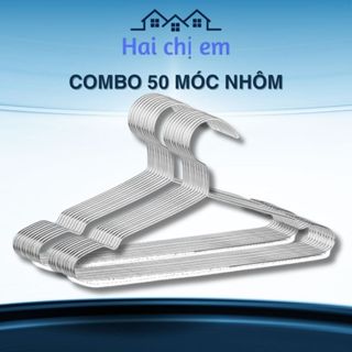Combo 50 Móc Treo Quần Áo Nhôm Người Lớn Siêu Bền, Chắc Chắn, Mắc Phơi Đồ Chống Gỉ, Không Biến Dạng