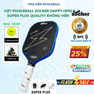 ( Chính Hãng ) Vợt Pickleball Zocker HP02 Plus Gen 2 Không Viền, Mặt 3K Carbon - Quà Tặng Hấp Dẫn