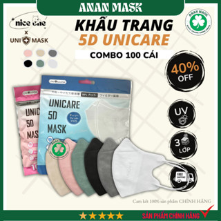 [Thùng 100 Cái] Khẩu Trang 5D UNI MASK (Uni Care) Hàng Cao Cấp Chống Bụi Mịn Chính Hãng