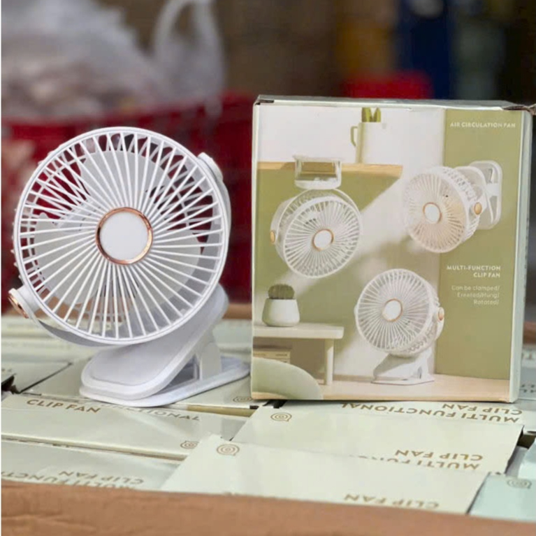QUẠT KẸP ĐỂ BÀN CÓ ĐÈN LED TÍCH ĐIỆN MINI LỚN TỐC ĐỘ THỔI BAY CƠN NÓNG | BigBuy360 - bigbuy360.vn