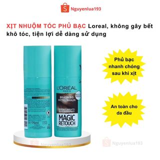  XỊT NHUỘM TÓC PHỦ BẠC Loreal không gây bết khô tóc tiện lợi dễ dàng sử dụng chai 75ml 