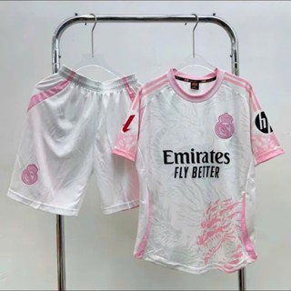 [CÓ IN TÊN + SỐ] Đồ Đá Banh, Quần Áo Bóng Đá Trẻ Em "REAL Rồng Hồng Quần Hồng" Chất Liệu Vải Thun Cotton Form Từ 18-80Kg