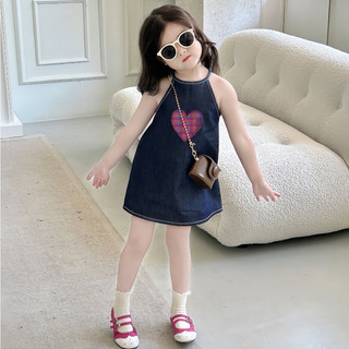  Váy Bé Gái Mùa Hè Cổ Yếm Chất Jeans Mềm Thêu Trai Tim Xinh Xắn  Quần Áo Trẻ Em Bé Gái Váy Jeans 