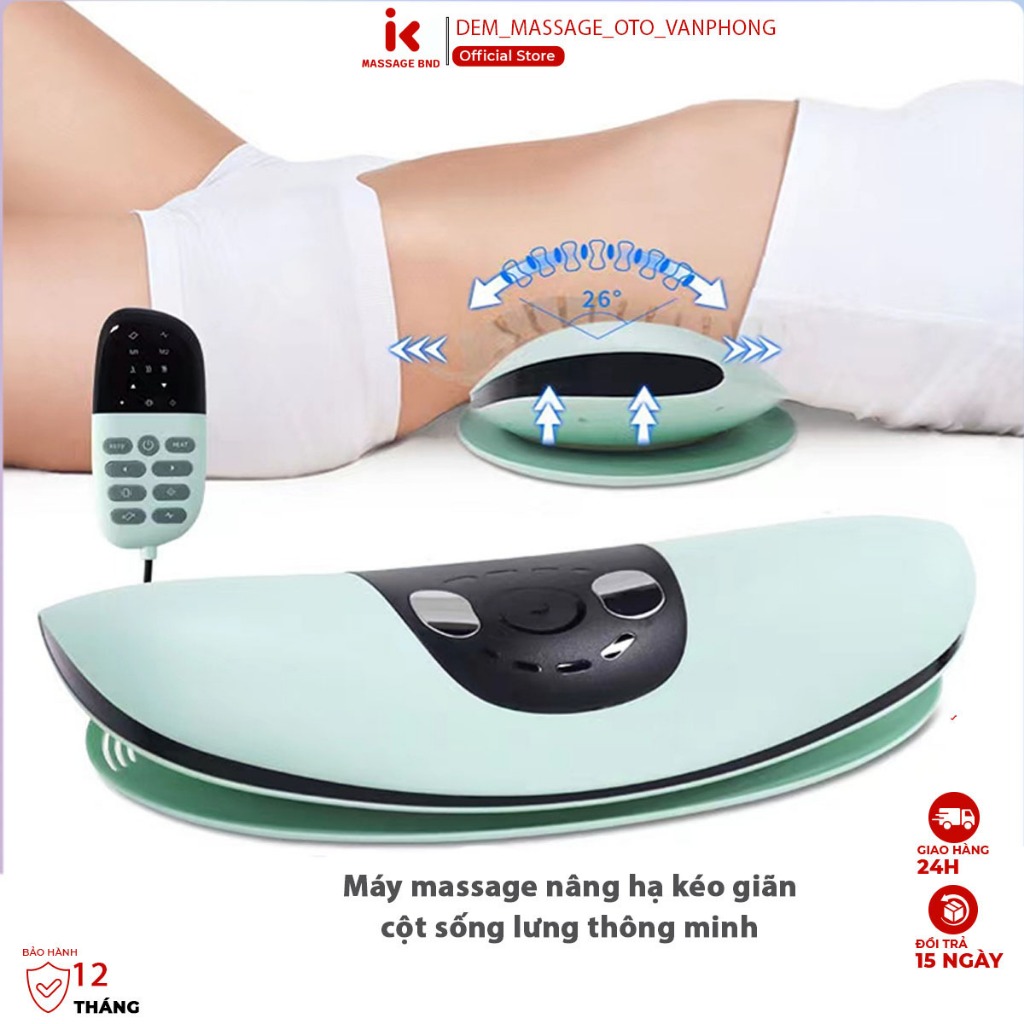 Máy Massage Lưng Thông Minh, Loại Có Pin Sạc - Nâng Hạ Rung Kết Hợp Xung Điện EMS Giảm Đau Vùng Lưng