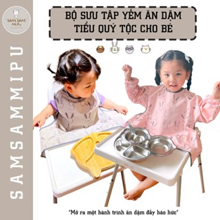   NEW  Áo Yếm Chống Thấm Không Tay Thân Ngắn Cho Bé Ăn Dặm BLW Từ 6m đến 2y Có Nút Hít Mặt Bàn - Shop Mẹ Sam 
