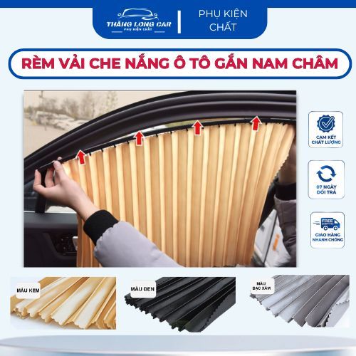 Bộ Rèm Che Nắng Xe Ô Tô Chất Liệu Vải Cao Cấp, Gắn Nam Châm Thông Minh - Thăng Long Car