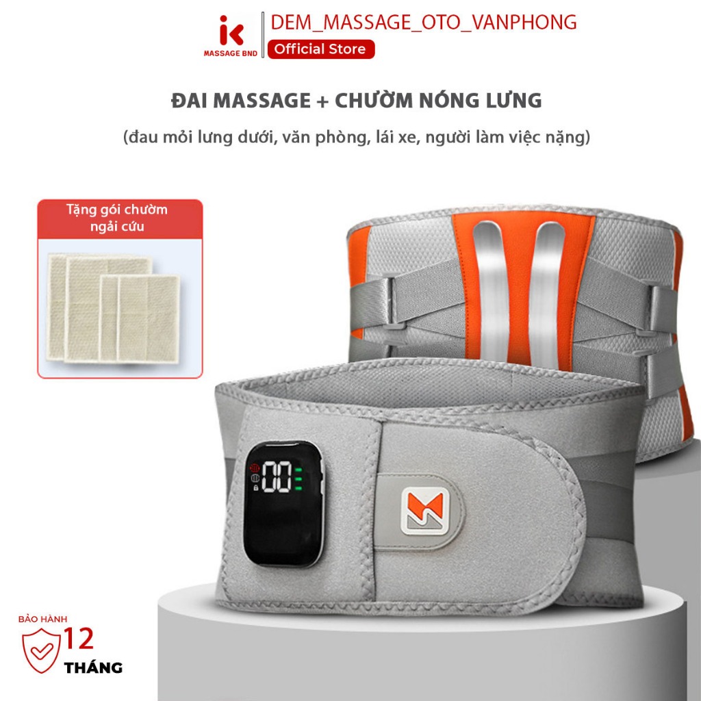 Đai Massage Thắt Lưng Chườm Nóng Định Hình Cột Sống, Giảm Đau Mỏi Vùng Thắt Lưng Thoát Vị Đĩa Đệm