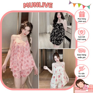  Đồ Bộ Nữ 2 Dây Áo Cổ Dập Ly Cực Mát Và Dễ Thương Mặc Tại Nhà Đồ Ngủ Xinh Cute Siêu Rẻ Bộ Đồ Mặc Nhà Bánh Bèo Tiểu Thư 
