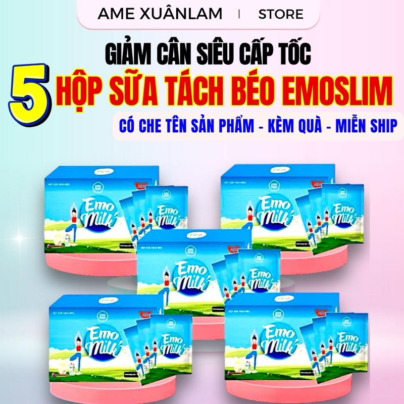 ( Combo 5 hộp ) Sữa Bò Tách Béo emo milk - Hỗ trợ lấy lại vóc dáng thon gọn ( che tên kèm quà )