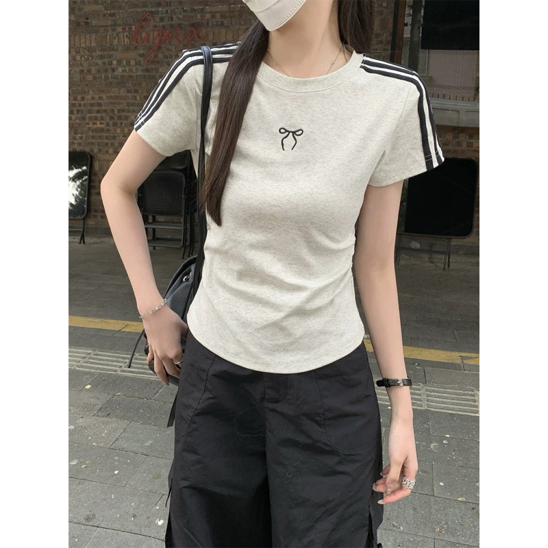 Áo Thun Baby Tee Fom Fit Nơ Thêu [FREESHIP]🌸Áo Nữ Babytee Chất Cotton Co Dãn🌸 | BigBuy360 - bigbuy360.vn
