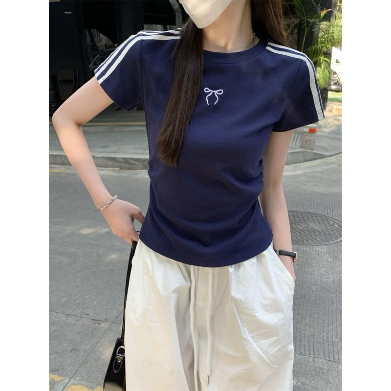 Áo Thun Baby Tee Fom Fit Nơ Thêu [FREESHIP]🌸Áo Nữ Babytee Chất Cotton Co Dãn🌸 | BigBuy360 - bigbuy360.vn