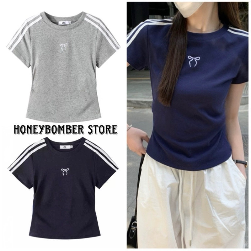 Áo Thun Baby Tee Fom Fit Nơ Thêu [FREESHIP]🌸Áo Nữ Babytee Chất Cotton Co Dãn🌸 | BigBuy360 - bigbuy360.vn