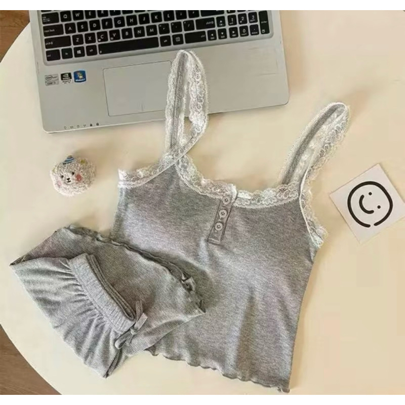 Set Bộ 2 Dây Nữ Vải Tăm Mát Có Đệm Áo