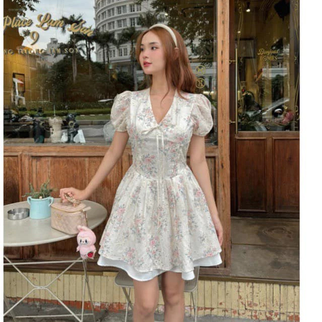 Đầm Thiết Kế Bigsize nista Cổ V Tay Bồng Chất Voan Thêu Hoa Sang Trọng Bigsize Từ 60-90kg XoTh02 | BigBuy360 - bigbuy360.vn