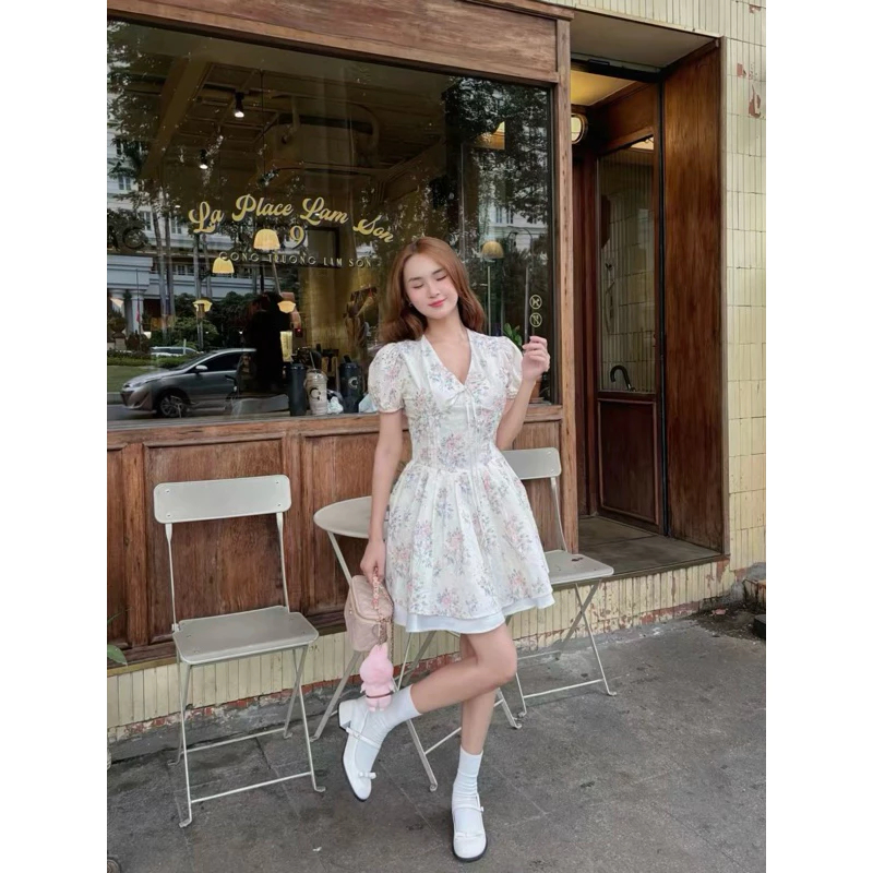 Đầm Thiết Kế Bigsize nista Cổ V Tay Bồng Chất Voan Thêu Hoa Sang Trọng Bigsize Từ 60-90kg XoTh02 | BigBuy360 - bigbuy360.vn