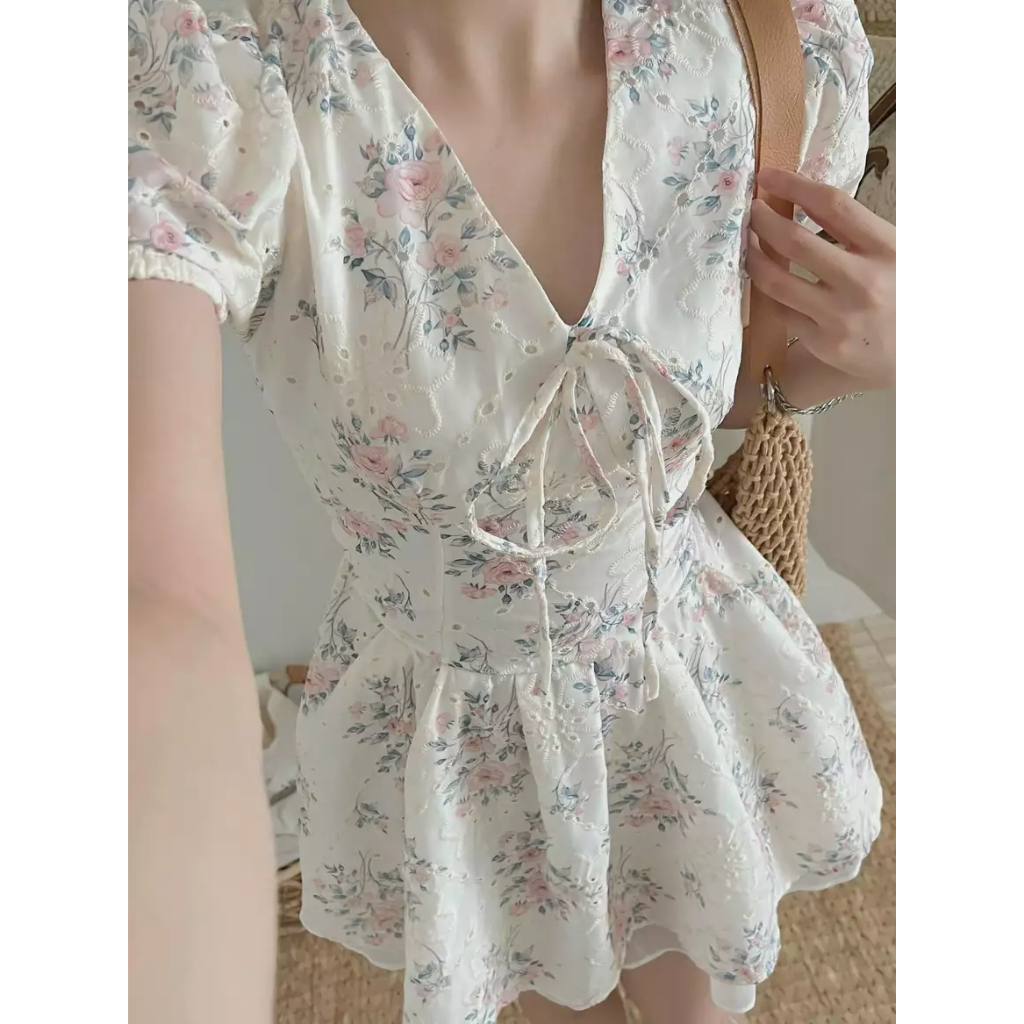 Đầm Thiết Kế Bigsize nista Cổ V Tay Bồng Chất Voan Thêu Hoa Sang Trọng Bigsize Từ 60-90kg XoTh02 | BigBuy360 - bigbuy360.vn